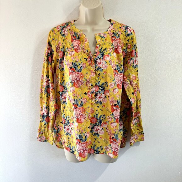 J. Crew Shirt Size 6 / S Liberty Fabric Yellow Floral Blouse Magical Bouquet - Picture 2 of 12